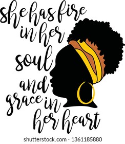 She has fire in her soul , Black woman vector