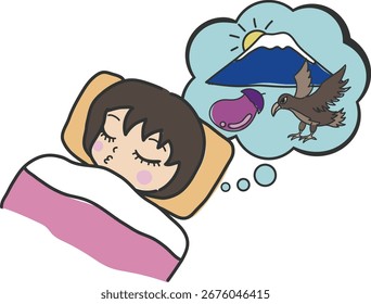  She has a first dream of the year. Mountain, eggplant and hawk.