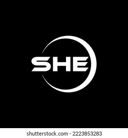 SHE letter logo design in illustration. Vector logo, calligraphy designs for logo, Poster, Invitation, etc.