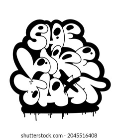 She like that lettering vector illustration black and white in graffiti style 