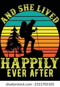 And she lived happily ever after vector art design, eps file. design file for t-shirt. SVG, EPS cuttable design file