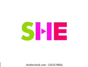 she logo design. she typography. she icon