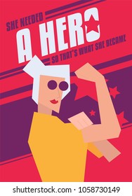 "she needed a hero so that's what she became" Modern Abstract We Can Do It Rosie the Riveter Women Poster. Women, girl, female strength poster.