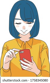 ella maneja un teléfono inteligente