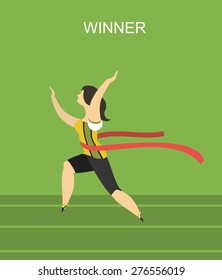 she ran a marathon athlete won the first and tore the red ribbon she Champion