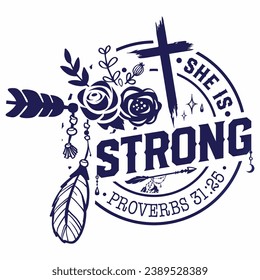 She is strong Christian Jesus t-shirt design
