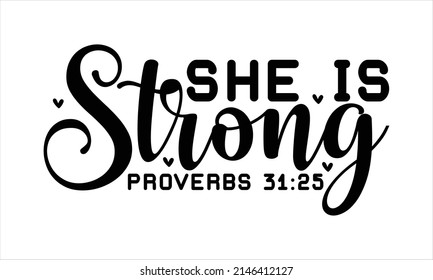 She Strong Proverbs Printable Vector Illustration Stock Vector (Royalty ...