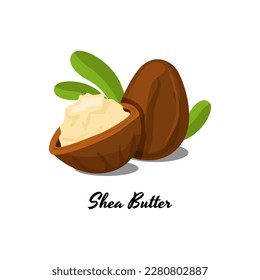 Shea Butter Cosmetics Face Skin Care Beauty Lotion Ingredient Design Vector svg