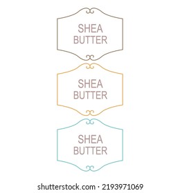 Shea Butter Cosmetics Labels Set isolated On White