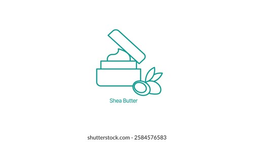 Shea Butter Jar Vector Icon, Moisturizing Skincare, Organic Beauty