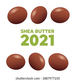 Shea butter. Shea nuts with green leaves  svg