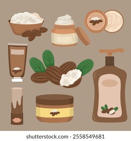 Shea butter skincare and body care product flat vector