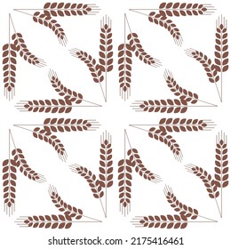 Sheaf ears of wheat brown monochrome spikelet seamless pattern vector illustration