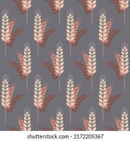 Sheaf of ears of wheat spikelet seamless pattern vector illustration