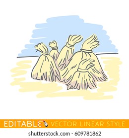 Sheaf of wheat. Hand drawn sketch editable stock illustration