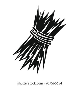 Sheaf of wheat icon in black simple silhouette style vector illustration for design and web isolated on white background. Sheaf of wheat vector object for label and advertising