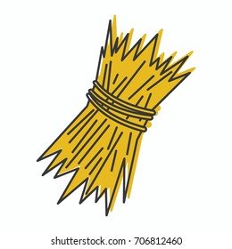 Sheaf of wheat icon in doodle style vector illustration for design and web isolated on white background. Sheaf of wheat vector object for labels and advertising