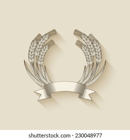 sheaf of wheat with ribbon - vector illustration. eps 10