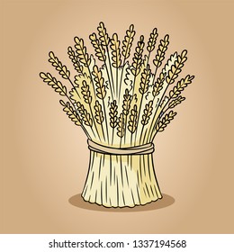 Sheaf of wheat rye sketch doodle. Hand drawn vector image