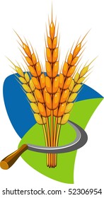 Sheaf of wheat and sickle. Vector illustration.