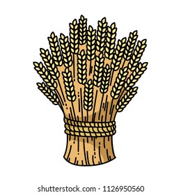 Sheaf of wheat, vector illustration. Colorful flat icon.