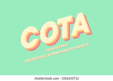 sheared cota bold 3d alphabet effect sans serif font vector design. eps10