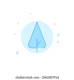 Sheared park tree vector icon. Tree symbol. Flat illustration. Filled line style. Blue monochrome design. Editable stroke. Adjust line weight.