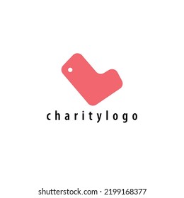 Sheared vector love sign logo. Red heart logo. Suitable for charity, dating apps, relationship consultant, health care, help, and company.