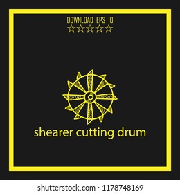 shearer citting drum sketch vector icon