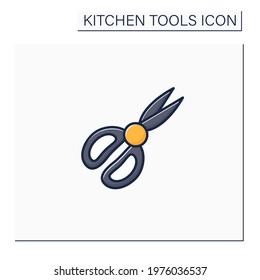 Shears Color Icon. Food Preparation Equipment. Cutting Products. Cooking Utensils. Kitchen Tools Concept. Isolated Vector Illustration