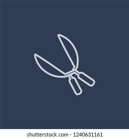Shears icon. Shears linear design concept from Agriculture, Farming and Gardening collection. Simple element vector illustration on dark blue background.