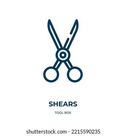 Shears icon. Linear vector illustration from tool box collection. Outline shears icon vector. Thin line symbol for use on web and mobile apps, logo, print media.