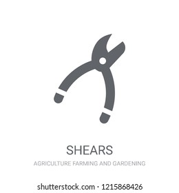 Shears icon. Trendy Shears logo concept on white background from Agriculture Farming and Gardening collection. Suitable for use on web apps, mobile apps and print media.