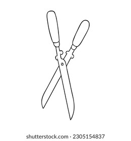 shears line vector illustration,isolated on white background,top view