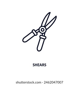 shears outline icon. Thin line icon from agriculture farming and gardening collection. Editable vector isolated on white background