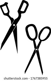 Shears and Scissors Icons Isolated On White Background - Barber Hairdresser Tool