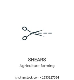 Shears vector icon on white background. Flat vector shears icon symbol sign from modern agriculture farming and gardening collection for mobile concept and web apps design.