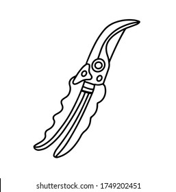 shears-secateurs isolated on a white background. Garden tools for working with flowers and shrubs. Hand-drawn vector illustration in the Doodle style.