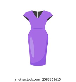 Sheath Dress, Summer Flat Vector Illustration. Isolated