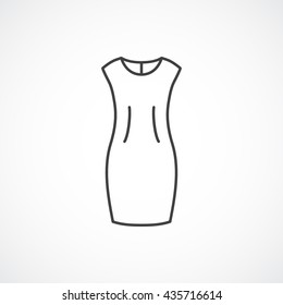 Sheath dress vector line icon isolated on white background