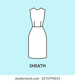 Sheath waist dress vector icon editable stroke