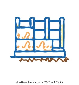 sheathing with osb plates doodle icon sketch vector. sheathing with osb plates sign. isolated symbol illustration