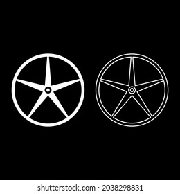 Polea de hojas para lavadora de motores Icono de crosshead color blanco ilustración vectorial estilo plano conjunto de imágenes