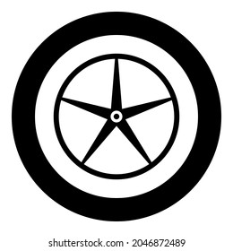 Sheave Pulley for engine washing machine Crosshead icon in circle round black color vector illustration solid outline style image