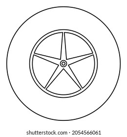 Polea de hojas para lavadora de motores Icono de crosshead en círculo color negro ilustración vectorial estilo de contorno sólido imagen simple