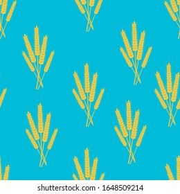 Sheaves of ears of grain crops, wheat, rye. Seamless pattern.