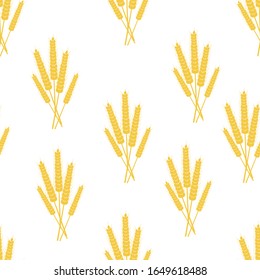 Sheaves of ears of grain crops, wheat, rye. Seamless pattern.