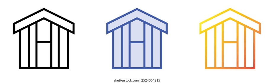 shed icon. Linear, Blue Fill and Gradient Style Design Isolated On White Background