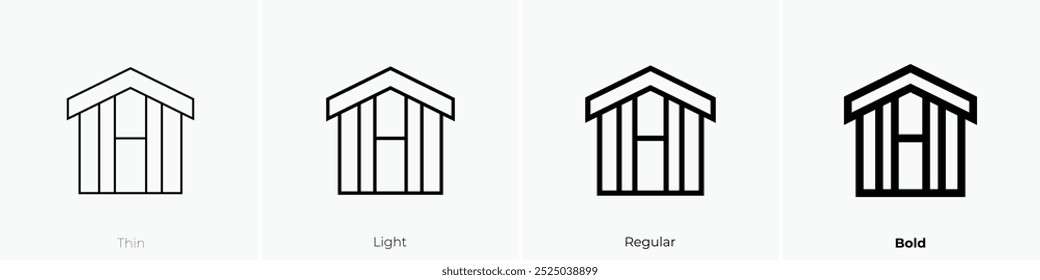 shed icon. Thin, Light Regular And Bold style design isolated on white background