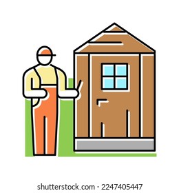 shed installation repair color icon vector. shed installation repair sign. isolated symbol illustration
